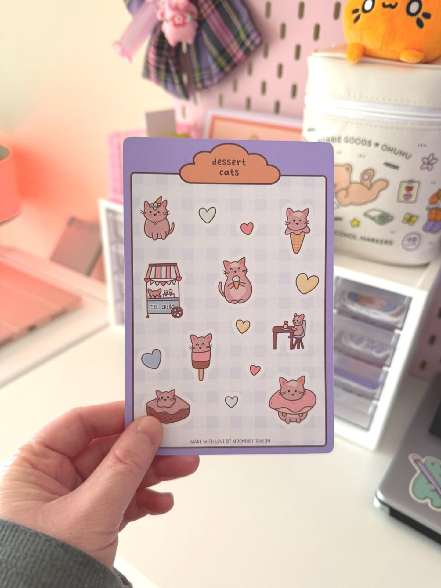 Ice cream cats sticker sheet ~ matte journal stickers