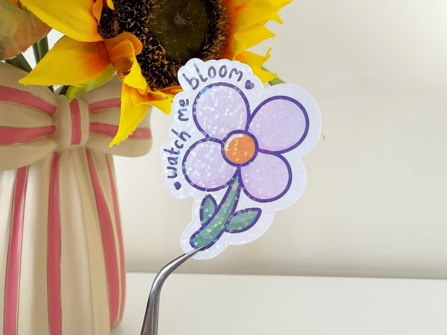 Inspirational "Watch me bloom" flower sticker