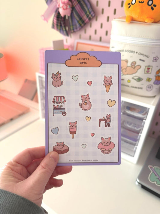 Ice cream cats sticker sheet ~ matte journal stickers
