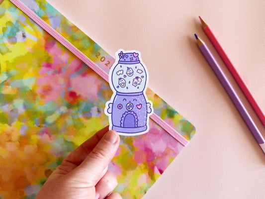 Cute gumball machine sticker - die cut sticker, holographic sticker, kawaii sticker, laptop sticker, gacha machine sticker