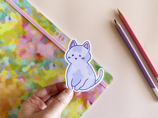Purple pastel cat sticker