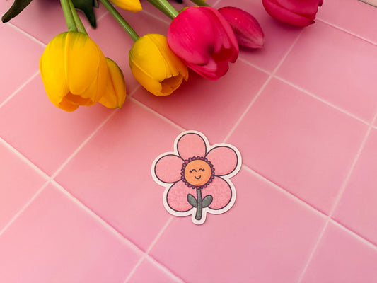 Pink flower sticker
