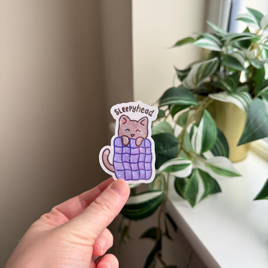 Sleepyhead sticker ~ cute sleeping cat sticker, cute kawaii sticker, kitty sticker