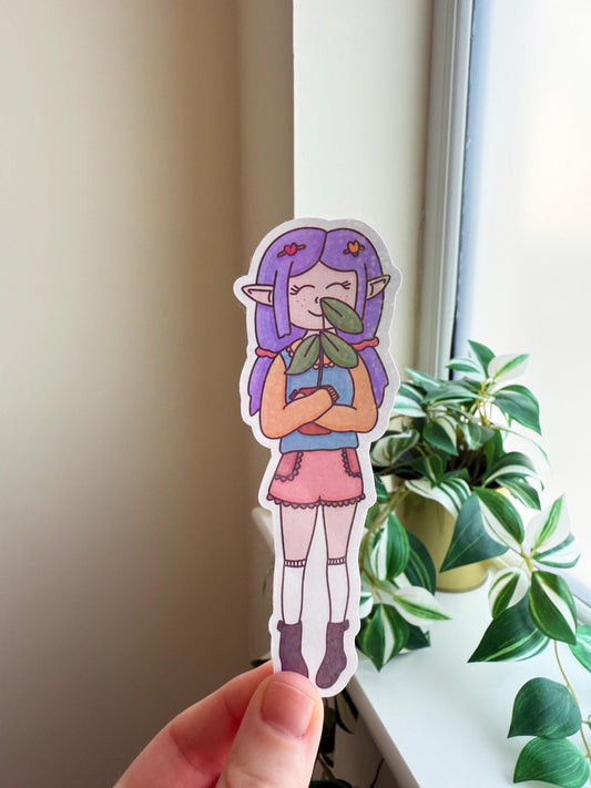 Plant loving elf sticker
