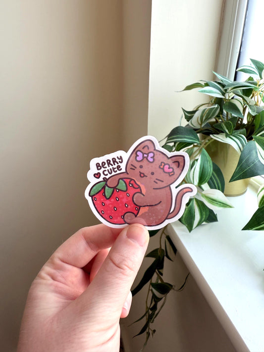 Strawberry cat kawaii sticker