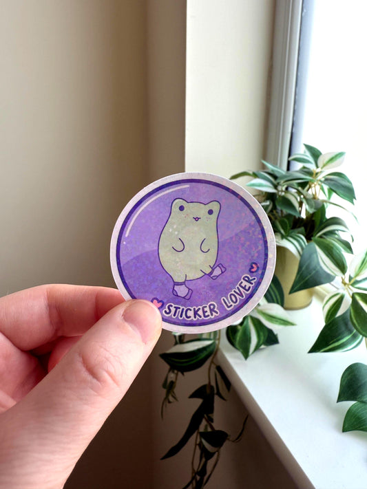Sticker lover sticker - die cut sticker, holographic sticker, die cut vinyl sticker, kawaii sticker, laptop sticker, cute stationery sticker