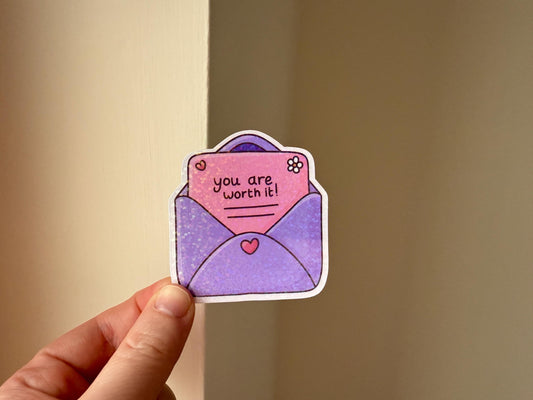 Envelope "You are worth it" self care sticker