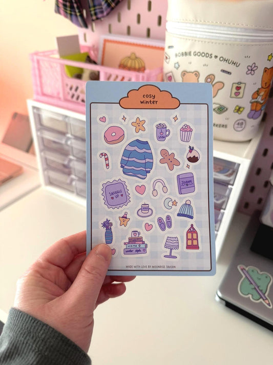 Winter themed sticker sheet ~ matte journal stickers